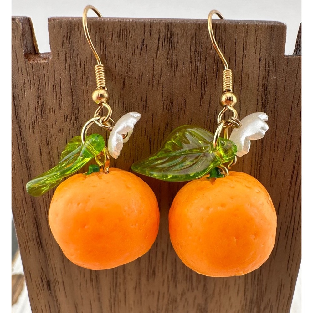 Orange Citrus Beaded Earrings NEW